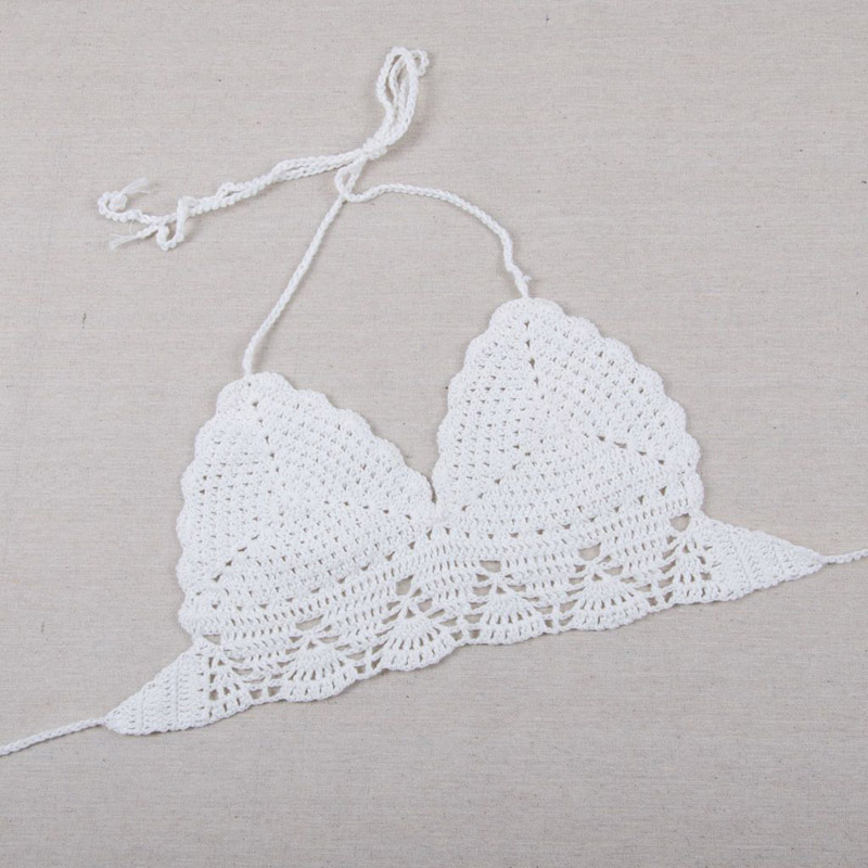 OEEA Crochet underwear, crochet bikini tops, beach backless swimsuits, crocheted bra