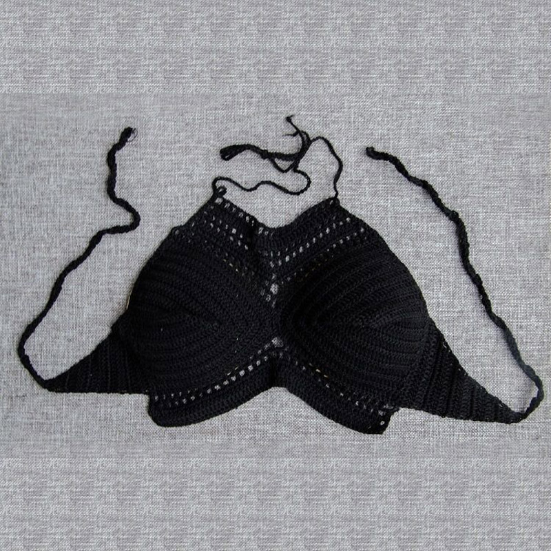 Strand rückenfreier Neckholder-Häkel-Bikini-BH, Häkeloberteil, Sport-BH