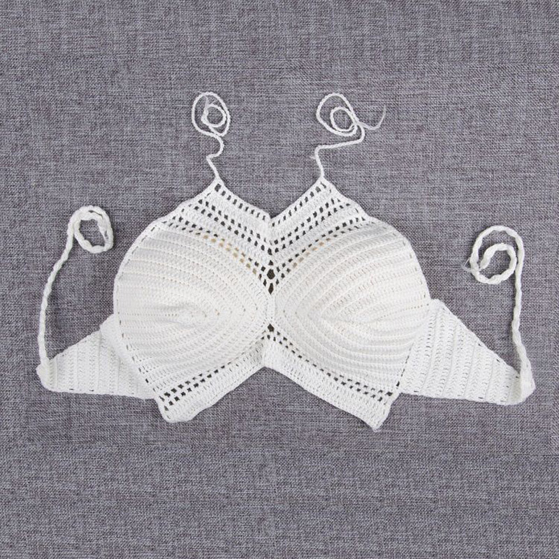 Strand rückenfreier Neckholder-Häkel-Bikini-BH, Häkeloberteil, Sport-BH