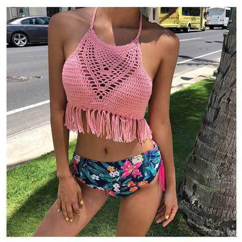 OEEA Crochet open back crochet bikini top, beach swimsuit, yoga sports bra, women's versatile top