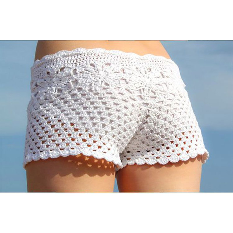 OEEA Crochet bikini boxers, vacation beach pants, women's swimwear 21610949