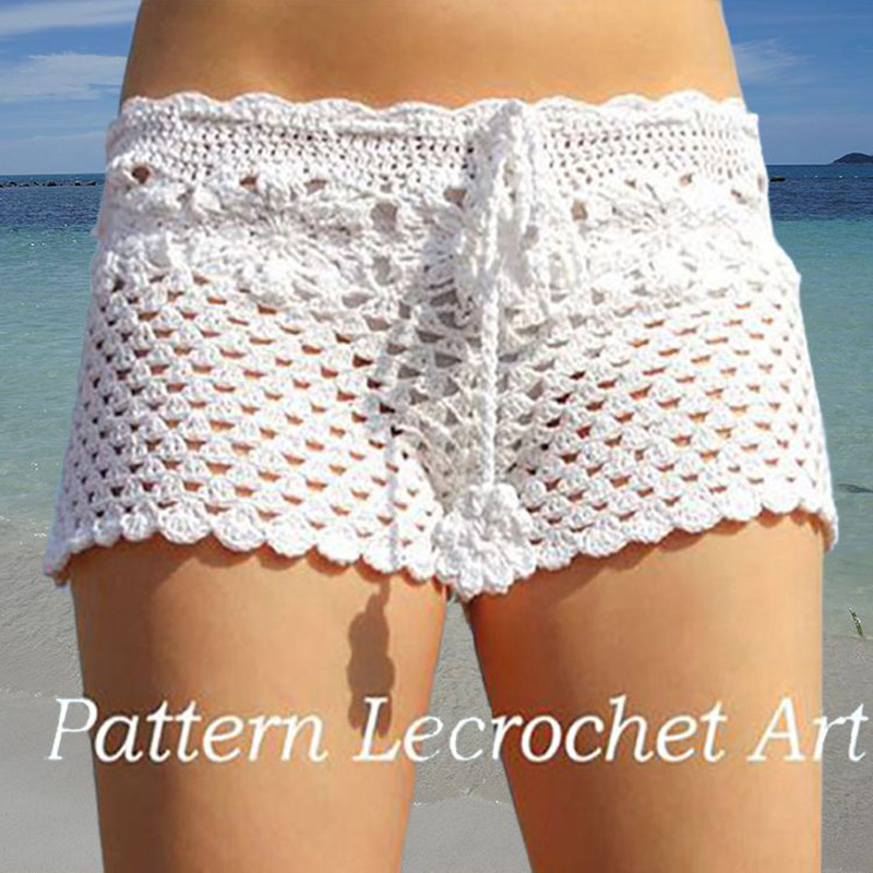 OEEA Crochet bikini boxers, vacation beach pants, women's swimwear