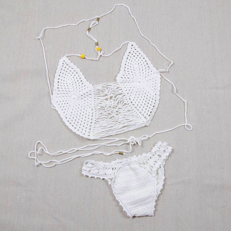 women's crochet bikini swimsuit, crochet beach swimsuit set