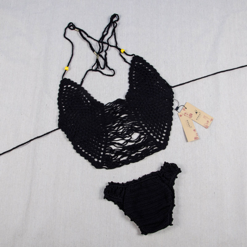 OEEA Häkel-Bikini-Badeanzug für Damen, Häkel-Strandbadeanzug-Set