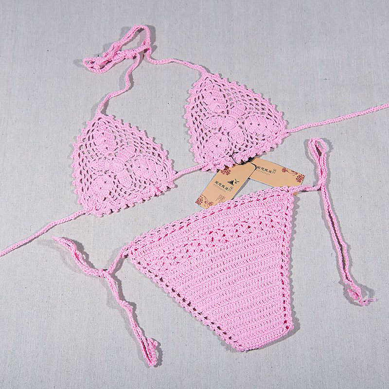 crochet open chest crochet bikini swimsuit, beach crochet bikini set