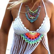 Crochet bikini outerwear top, mandala crochet bikini top, vacation beach swimsuit